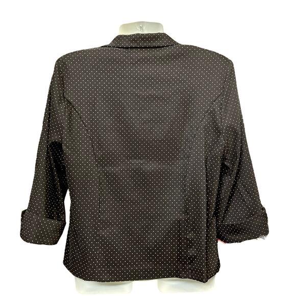 Dressbarn Women's B&W Polka Dot 4-Button Career Blazer 3/4 Roll Sleeves | Size L - Picture 2 of 8